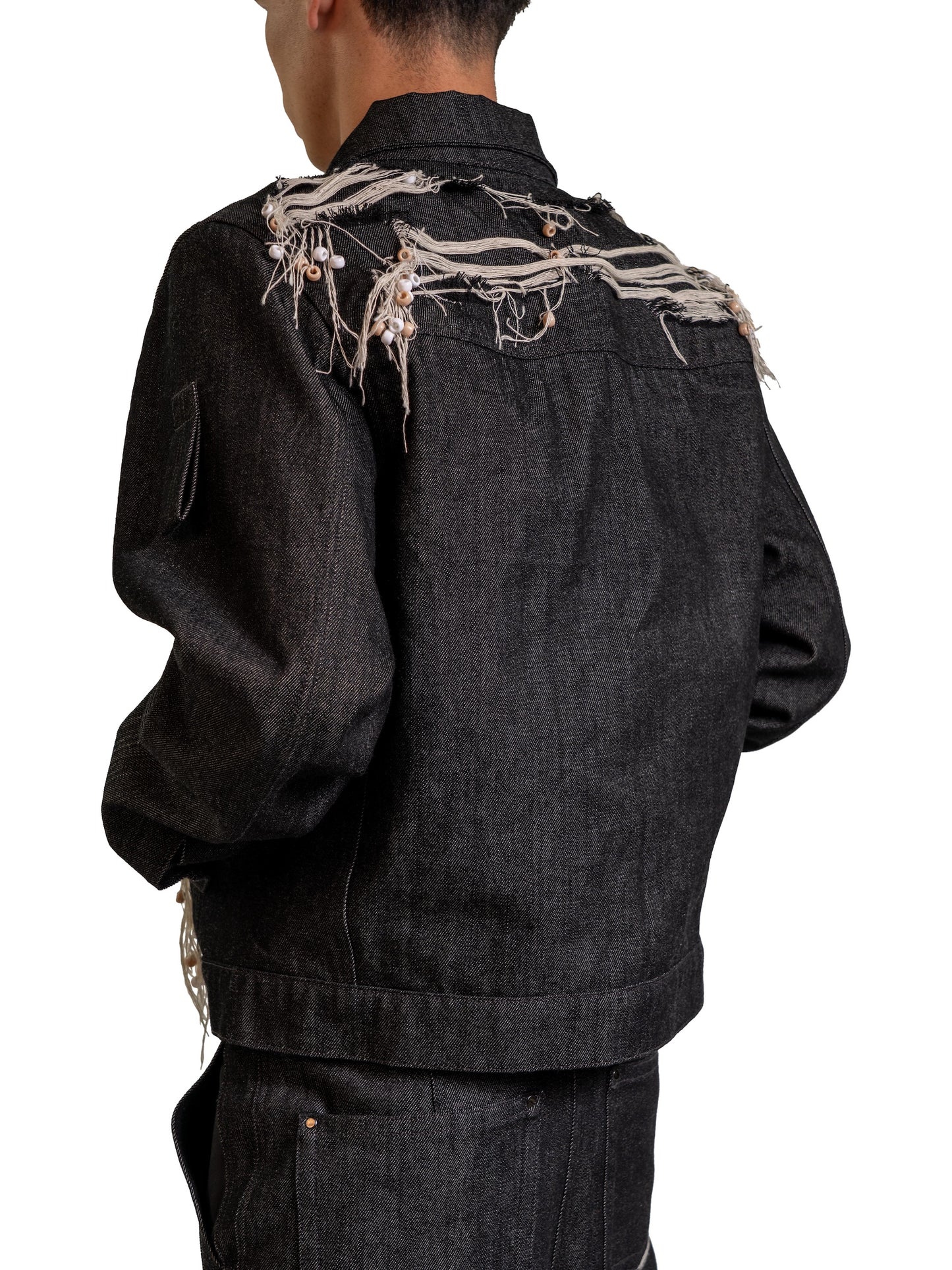 BEAD TIED DENIM JACKET