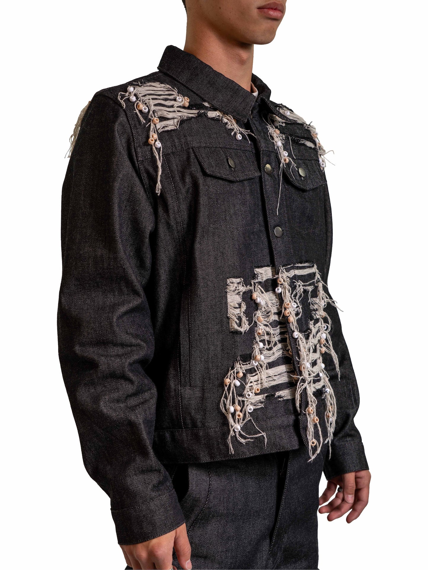 BEAD TIED DENIM JACKET