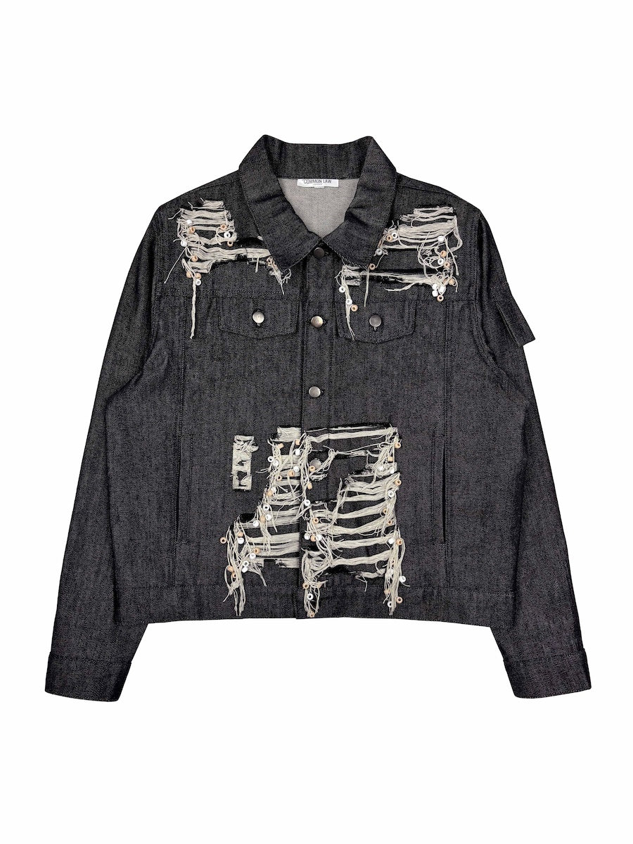 BEAD TIED DENIM JACKET